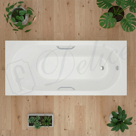 Ванна из литьевого мрамора Delice Bravo 180х75 глянцевая с ручками Хром DLR330038R-G