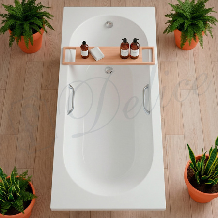 Ванна из литьевого мрамора Delice Bravo 180х75 глянцевая с ручками Хром DLR330038R-G